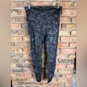 Spanx Black Leather Camo Leggings 1X